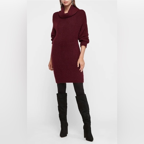 Express Ribbed Cowl Neck Sweater Dress XS - Picture 1 of 5